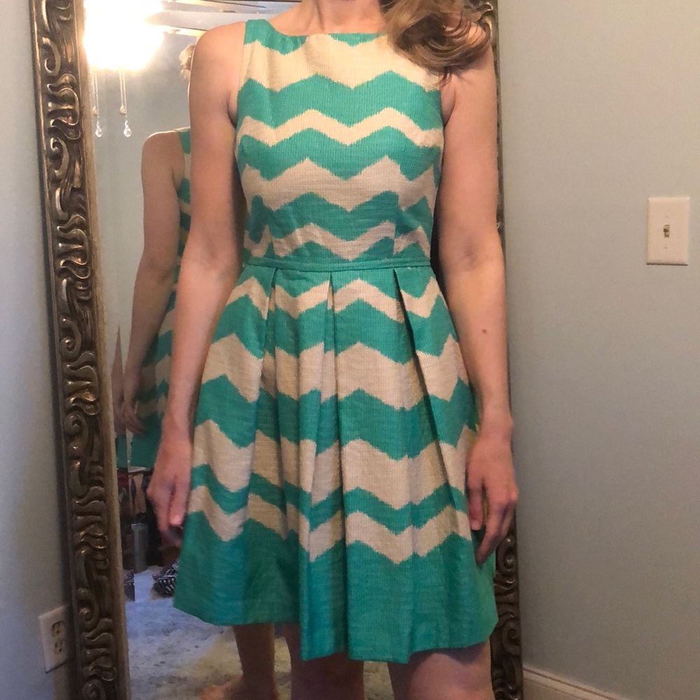 Green and Tan Mini Dress